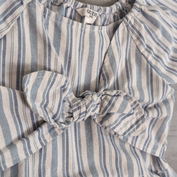 Guess Tie Front Striped Dress Rhinestone Logo Jewel Buttoned Spring Summer - Picture 5 of 11